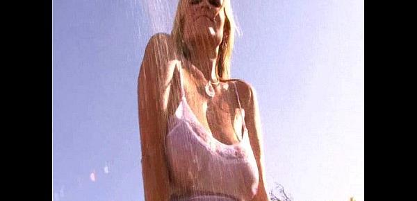  Busty Blonde Goddess Glistening Wet In The Sun